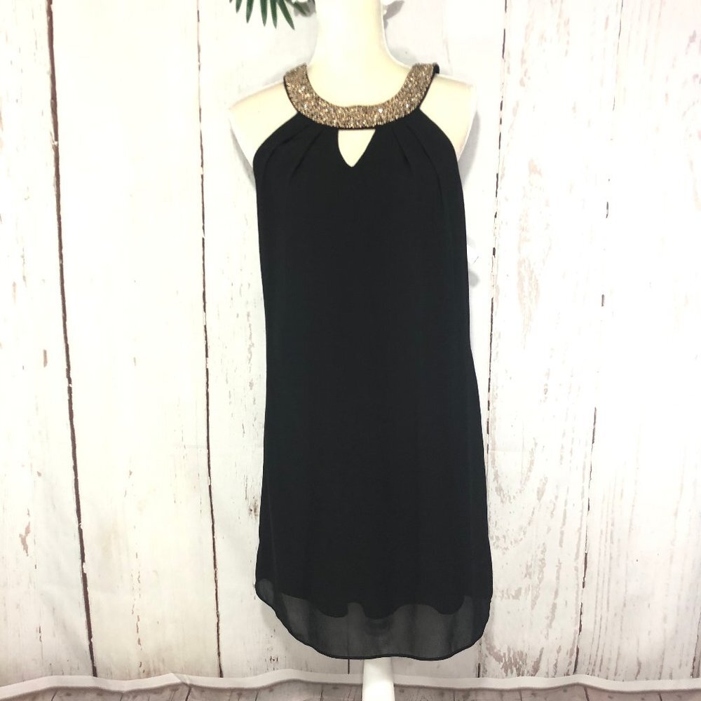 BCX SLEEVELESS CHIFFON BLACK FORMAL DRESS SIZE M